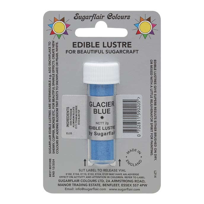 SugarFlair Edible Glacier Blue Lustre Powder Food Colour Icing Cake Decoration