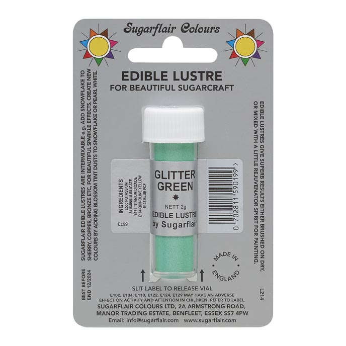 SugarFlair Edible Glitter Green Lustre Powder Food Colour Icing Cake Decoration