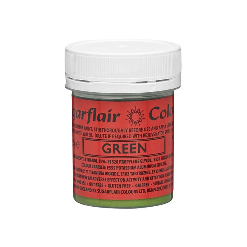 Sugarflair Edible Glitter Paint Icing Cake Decorating & Sugarcraft - Green 35g