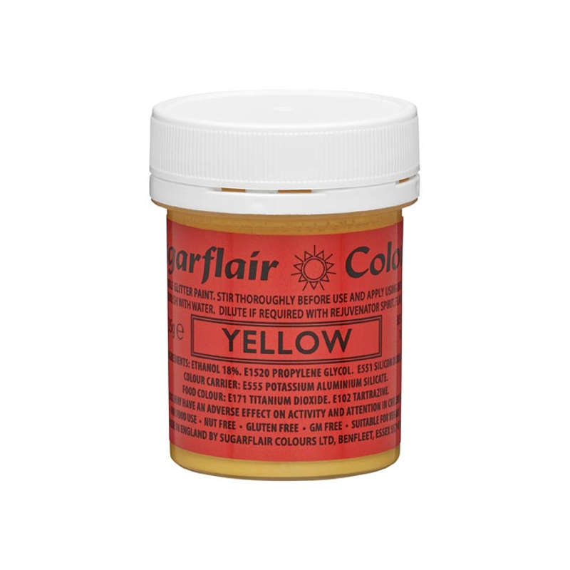 Sugarflair Edible Glitter Paint Icing Cake Decorating & Sugarcraft - Yellow 35g
