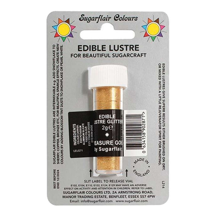 Sugarflair Treasure Gold Edible Lustre Glitter Sparkly Shimmer Cake Decorating