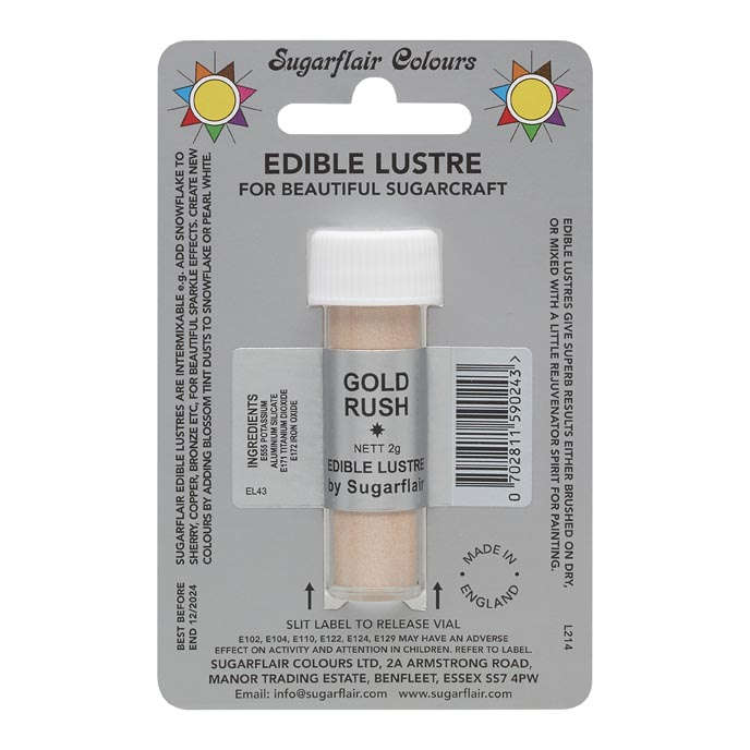 SugarFlair Edible Gold Rush Lustre Powder Food Colour Icing Cake Decoration