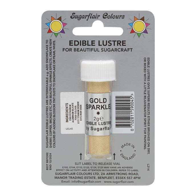 SugarFlair Edible Gold Sparkle Lustre Powder Food Colour Icing Cake Decoration