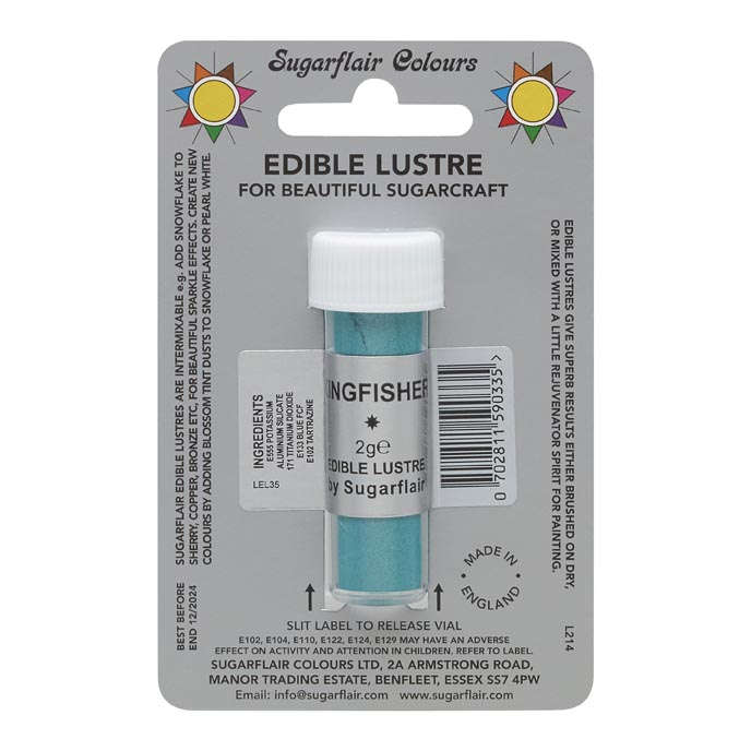 SugarFlair Edible KINGFISHER Lustre Powder Food Colour for Cake Icing Decoration
