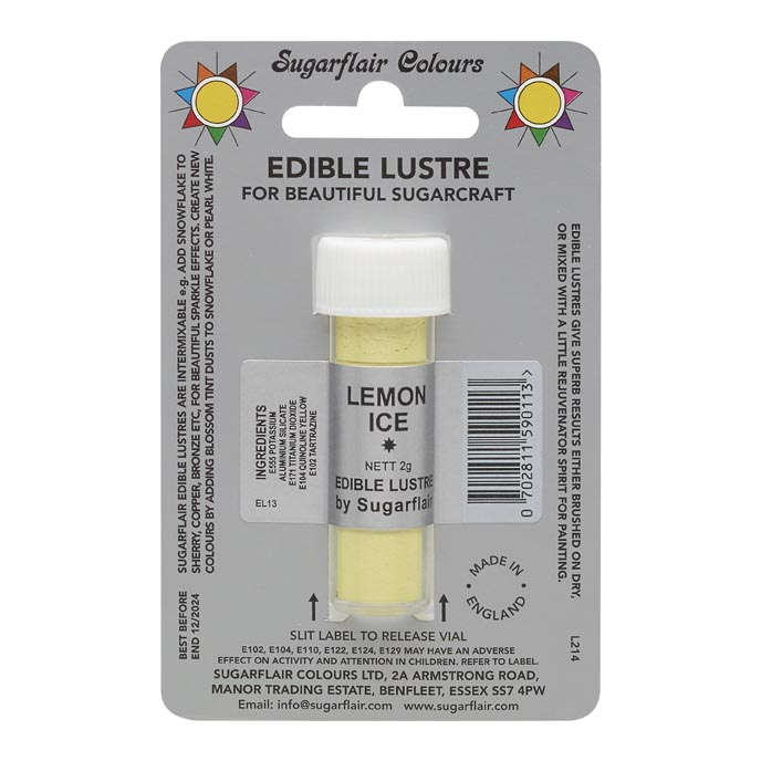 SugarFlair Edible Lemon Ice Lustre Powder Food Colour Icing Cake Decoration