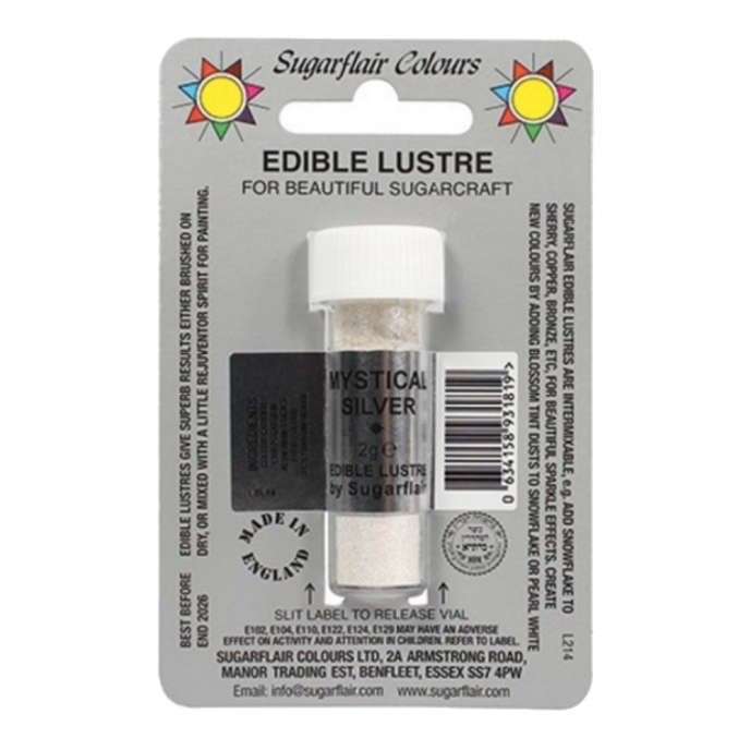 Sugarflair Edible Lustre Powder Dust Shimmer Cake Decorating - Mystical Silver