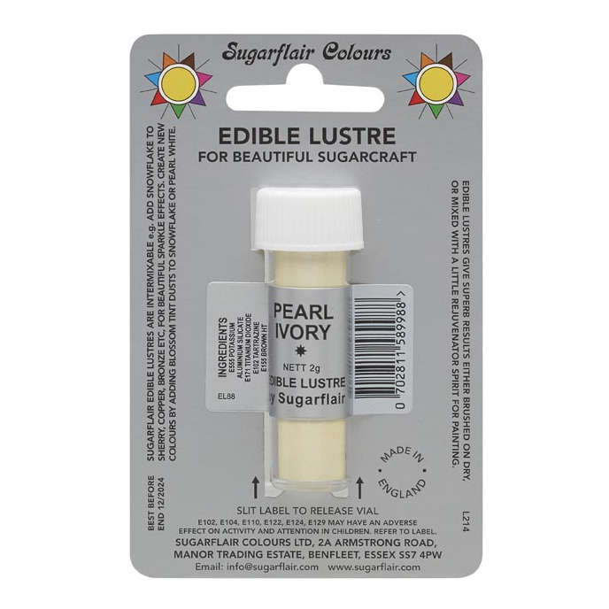 SugarFlair Edible PEARL IVORY Lustre Powder Food Colour Icing Cake Decoration