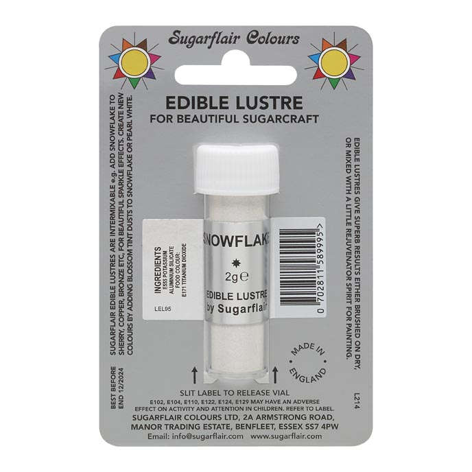 SugarFlair Edible SNOWFLAKE Lustre Powder Food Color Icing Cake Sugar Decoration