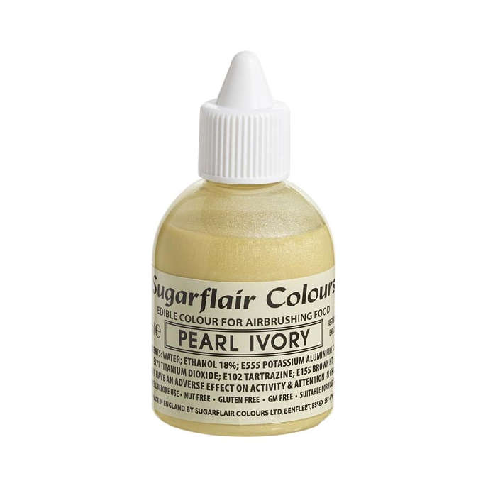 Sugarflair Glitter Airbrush Edible Food Colour Liquid - Glitter Pearl Ivory 60ml