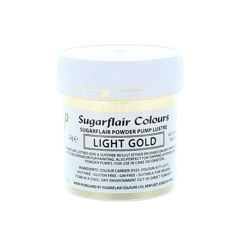 Sugarflair Edible Pump Lustre Dust Refill Colour 25g - Light Gold