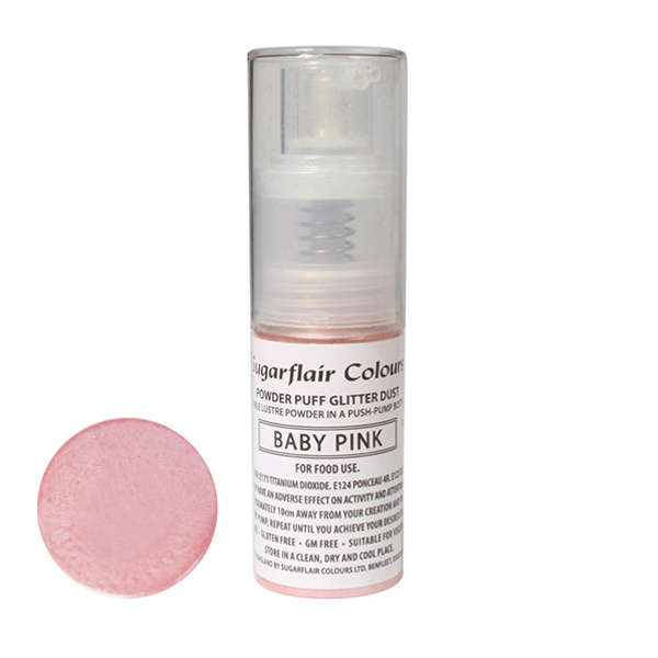 Sugarflair Powder Puff Edible Pump Spray Lustre Dust 10g - Baby Pink
