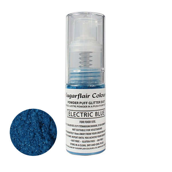 Sugarflair Powder Puff Edible Pump Spray Lustre Dust 10g - Electric Blue