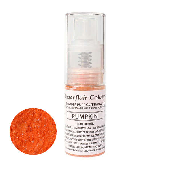 Sugarflair Powder Puff Edible Pump Spray Lustre Dust 10g - Pumpkin