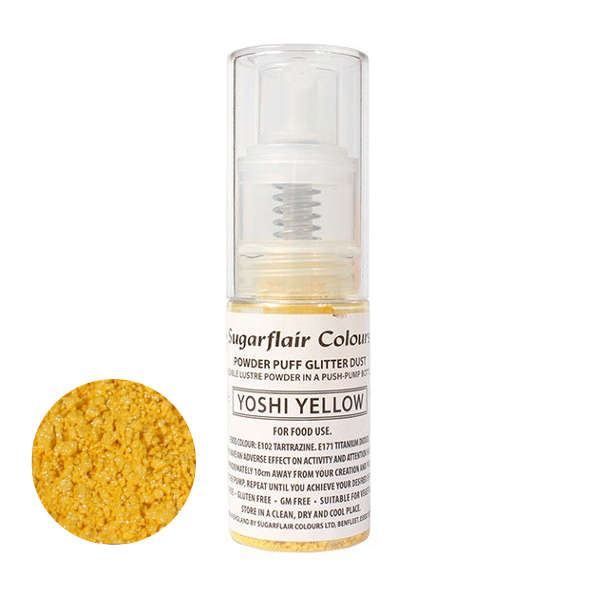 Sugarflair Powder Puff Edible Pump Spray Lustre Dust 10g - Yoshi Yellow