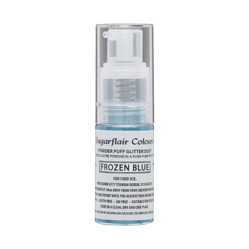 Sugarflair Powder Puff Edible Pump Spray Lustre Dust 10g - Frozen Blue