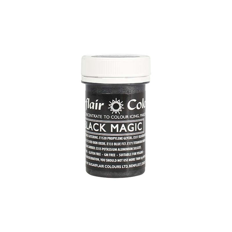 Sugarflair Satin Paste Concentrated Edible Food Colouring Gel - Black Magic