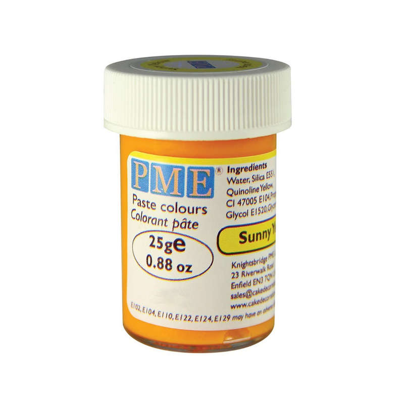 PME 25g SUNNY YELLOW Food Fondant Icing Colouring Paste Gel for Cakes Sugarcraft