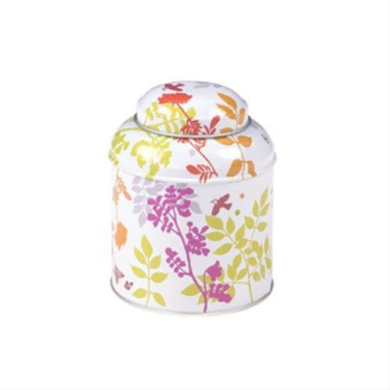 Virojanglor Floral Domed Metal Tea Coffee Sweets Tin Jar 90mm Diam x 110mm High