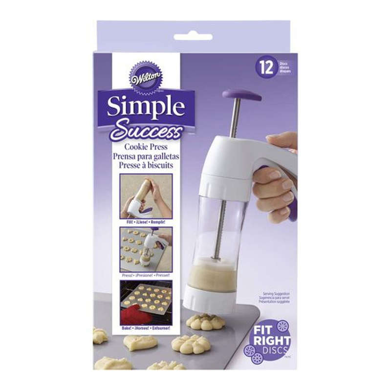 Wilton Simple Success Spritz Cookie Press Easy Biscuit Maker with 12 Disc Design