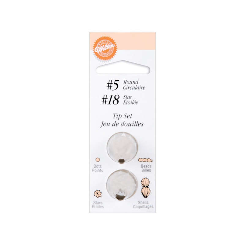 Wilton #5 Round and #18 Star Icing Nozzle Tip Set Sugarcraft Cake Decorating