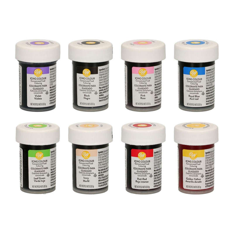 Wilton Icing Colour Edible Concentrated Food Colouring Gel 8 Colour Icing Set (BEST BEFORE)