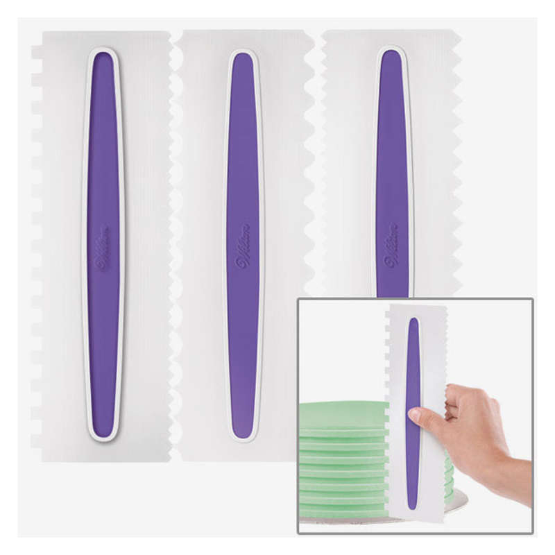 Wilton 3 PC Icing Buttercream Comb Set Sugarcraft Cake Decorating Six Textures