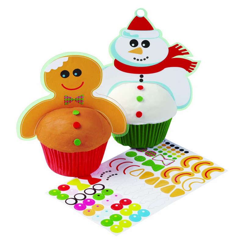 Wilton Frosted Fun Cupcake Snowman Gingerbread Man Decoration Stickers