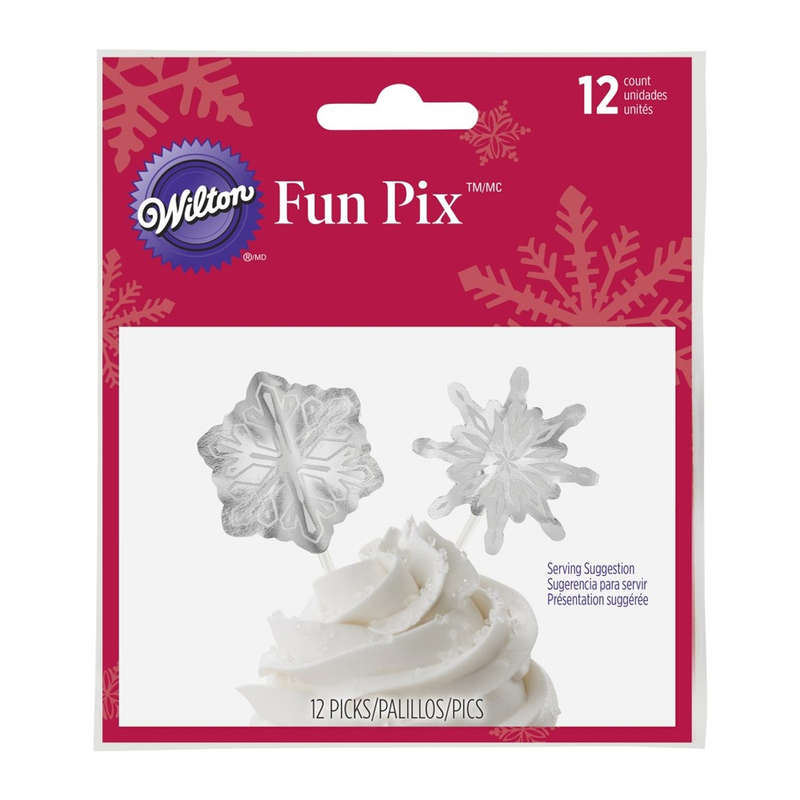 Wilton 24 Pieces Cupcake Picks Snowflakes Winter Party Cake Toppers Decoration