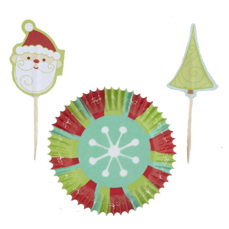 Wilton 24pk Snowflake Wishes Cupcake Baking Cases Cups & Picks Combo Pack Xmas
