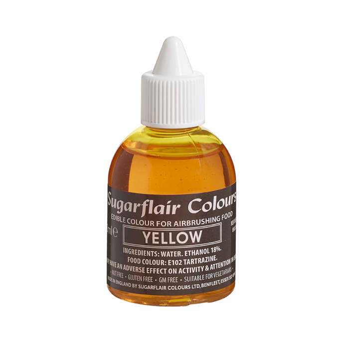 Sugarflair Airbrush Edible Liquid Food Colouring for Airbrushing  - Yellow 60ml