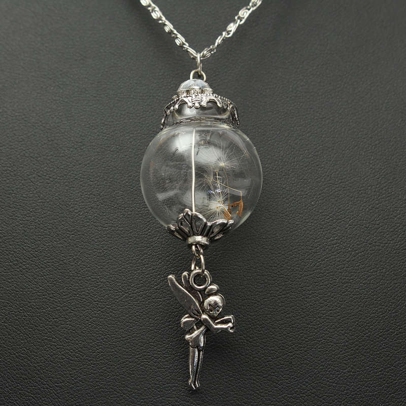 Wish Bottle Dandelion Glass Anchor Pendant Chain Sweater Necklace Jewelry