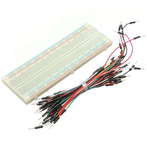 MB102 830 Tie Points Solderless PCB Breadboard 65 Pcs Jumper Cables