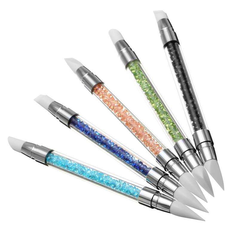 1Pc Dual-head Silicone Mirror Powder Pen Nail Painting Clay Sculpt Drawing Gel