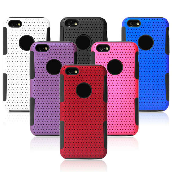 Perforated Dual Layer Soft Silicone Mesh PC Case Cover For iPhone 5C