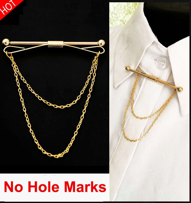 Men Silver Gold Necktie Tie Clip Bar Clasp Cravat Pin Skinny Collar Brooch Suit