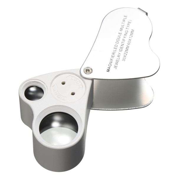 30X 60X Glass Magnifying MagnifierTools Eye Jewelry Loop Lens With LED Light