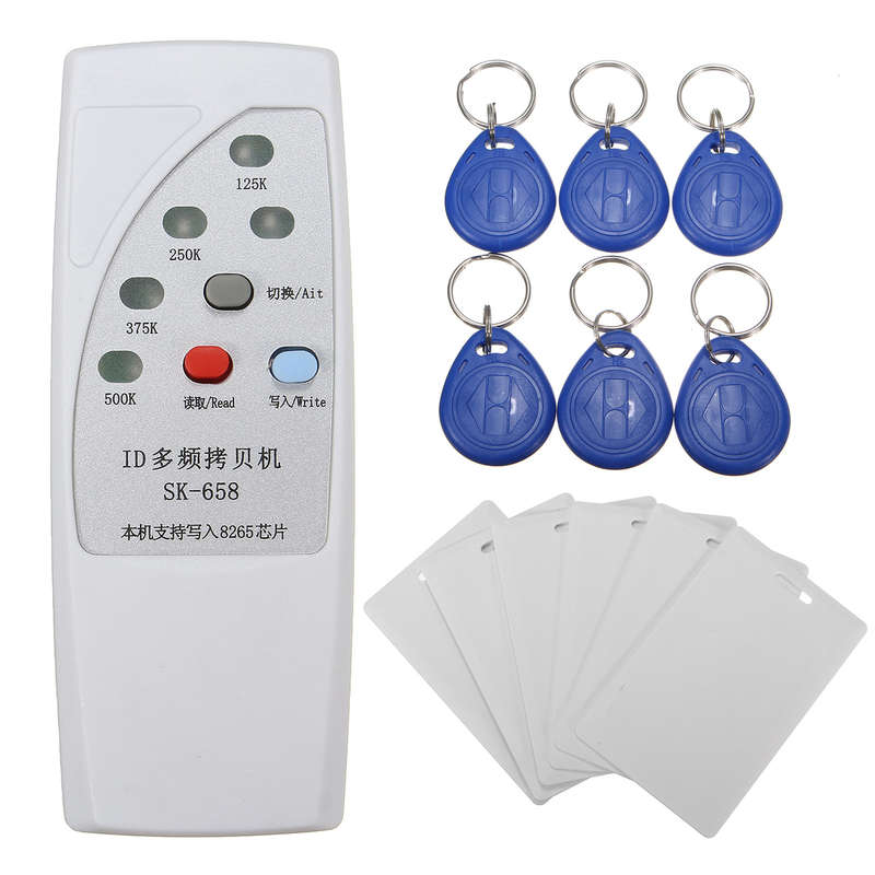 SK-658 13Pcs 125KHz RFID ID Card Reader Writer Copier Duplicator with 6 Cards/T