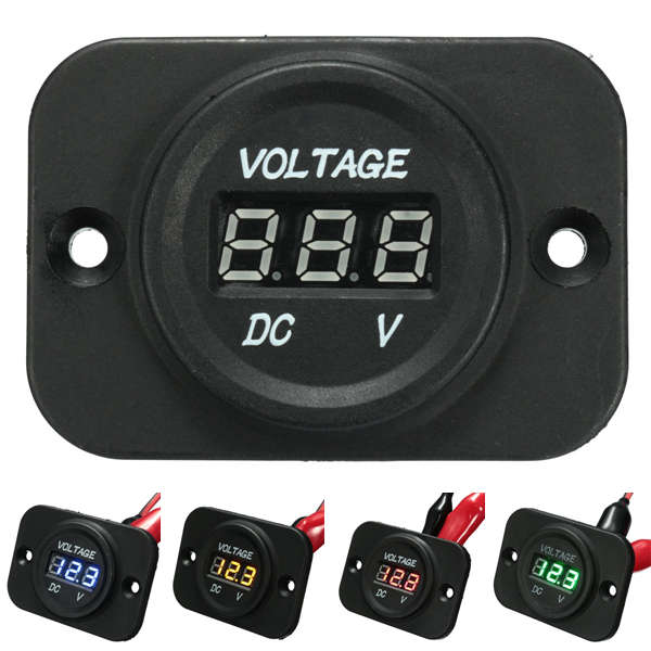 12V-24V Waterproof LED Voltmeter Voltage Meter Gauge Car Boat Marine Motorcycle