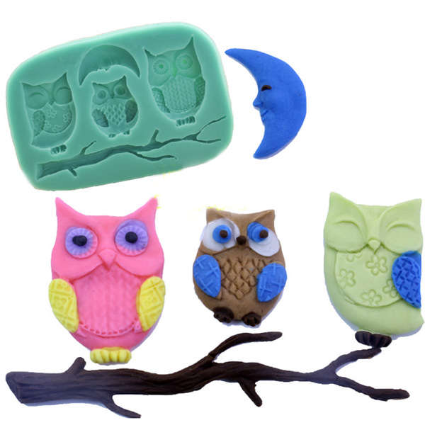 3D Silicone Owls Moon  Fondant Chocolate Mold Mould Cake DIY Decoration
