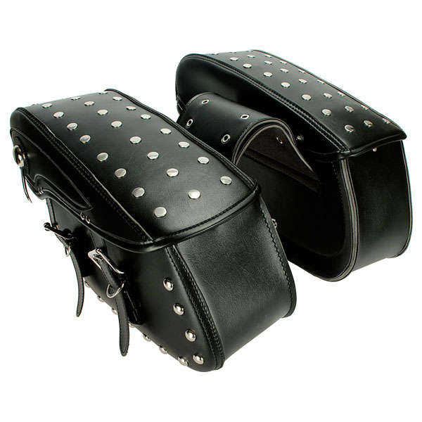 Waterproof Studded Double Buckle Strap Classic Saddlebags for Harley
