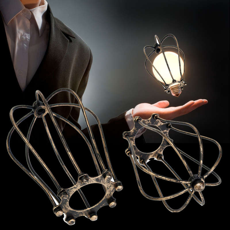 Vintage Iron Wire Bulb Cage Lamp Guard Shade Trouble Lights Industrial Home Lig