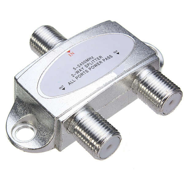 53 x 45 x 14mm 2-Way Satellite Cable Splitter 5-2400MHZ