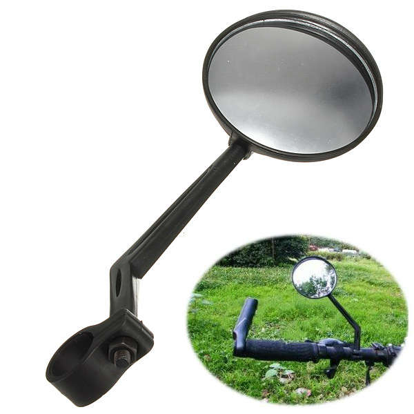 Bicycle Back View Mirror Bike Handlebar Rearview Convex Glass Black