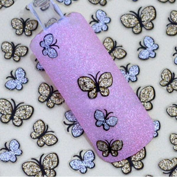 3D Glitter Butterfly Nail Art Sticker Decals Nail Tips Decoration