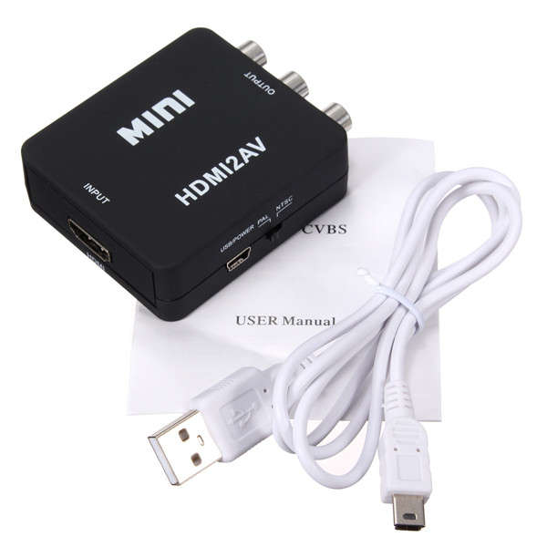 Mini Flexible HDMI To RCA Audio Video AV CVBS HD TV Converter USB 720p/1080P
