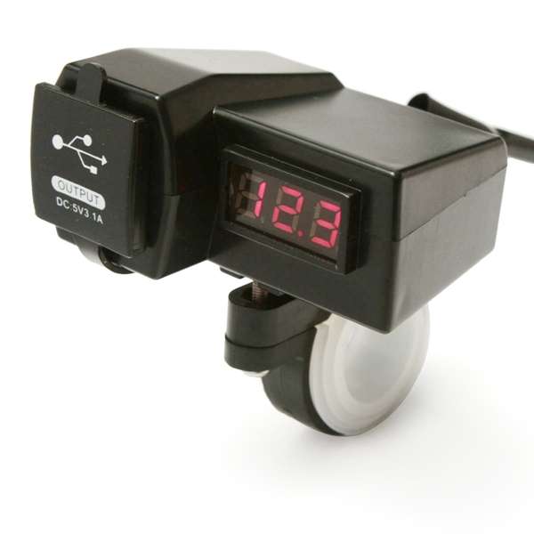12V 3.1A Waterproof Voltage Voltmeter USB Power Charger Socket For Motorcycle A