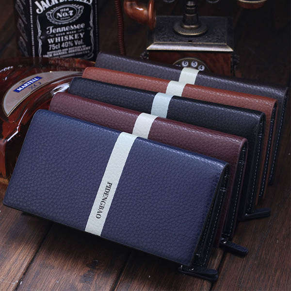 Men Long PU Big Capacity Zipper Card Holder Portable Wallet
