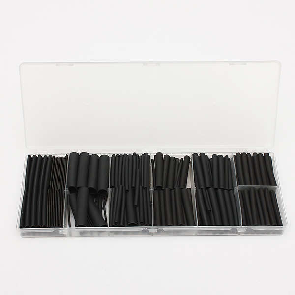 240 Pcs Black Polyolefin 2:1/3:1 Halogen-Free Heat Shrink Tubing Kit