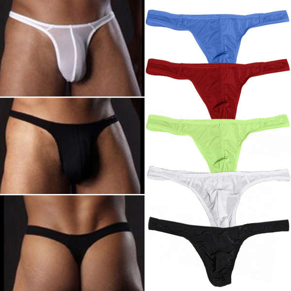 Sexy Men's Thong Translucent Ice Silk Seamless Slip Underwear