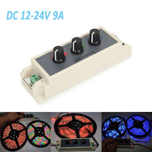 RGB Dimmer Stepless Adjustable Switch LED Strip Lights Controller DC 12-24V